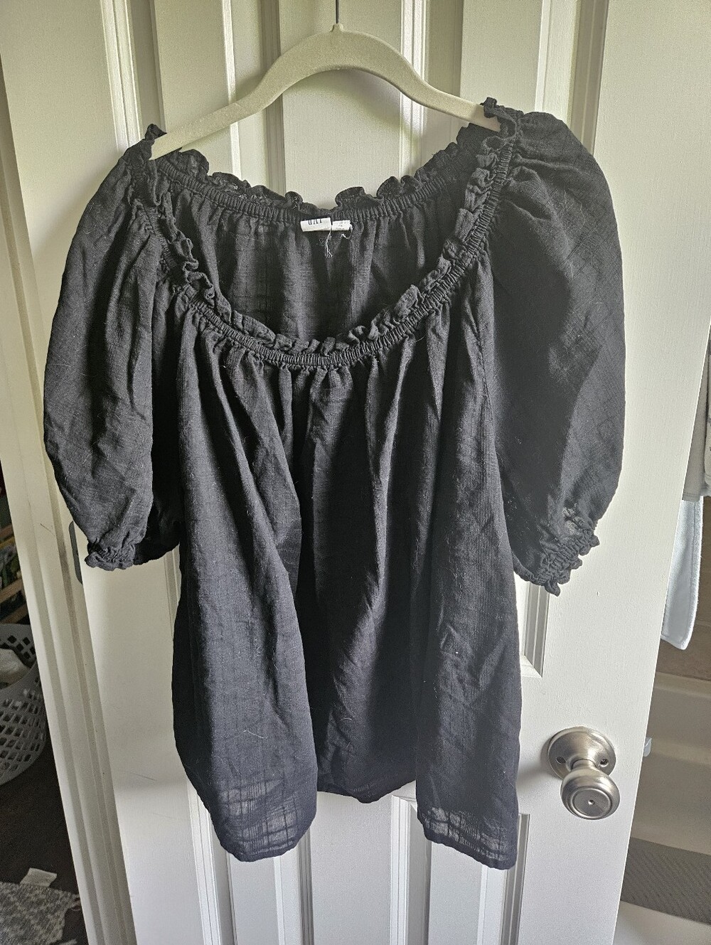 Gap Black Ruffled Peasant Top